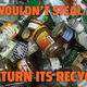A photo of glass containers with the header "you wouldn't steal a car to return its recycling"